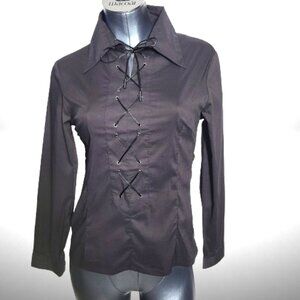 GUCCI Black Lace-Up Corset Front Shirt / Blouse – Size M – Made in Italy